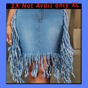 LAST ONE🎈Fringe Stretchy Jean Skirt XL(12). 2XL SOLD